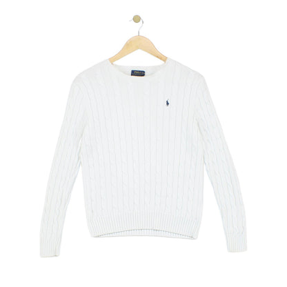 Womens Cable Knit Jumper Crew Neck Classic