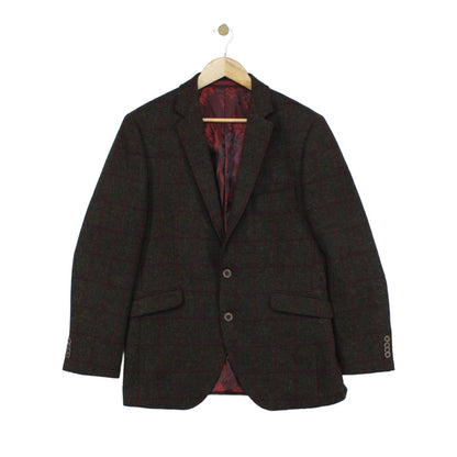 Mens Tweed Blazer Notch Lapel Wool