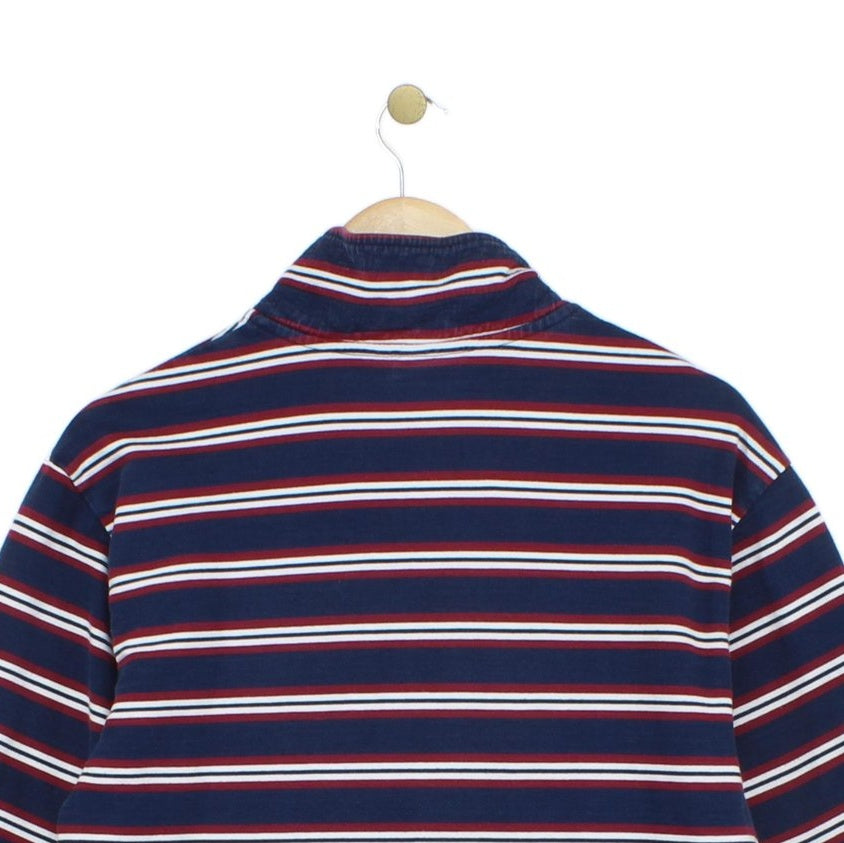 Mens 1/4 Zip Striped Sweatshirt Collared