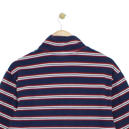 Mens 1/4 Zip Striped Sweatshirt Collared