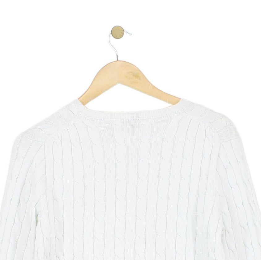 Womens Cable Knit Jumper Crew Neck Classic