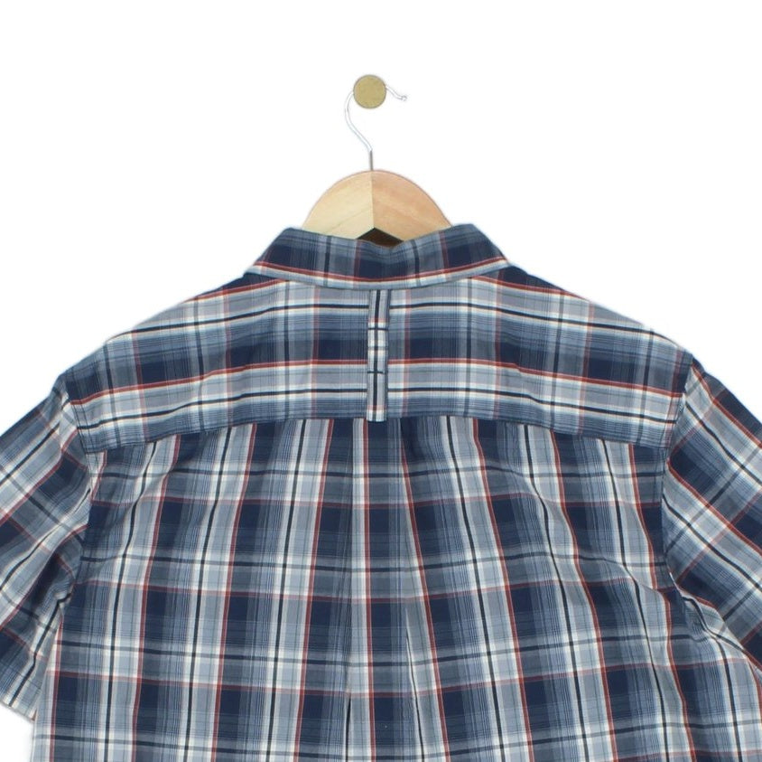 Mens Plaid Shirt Short Sleeve Outdoor