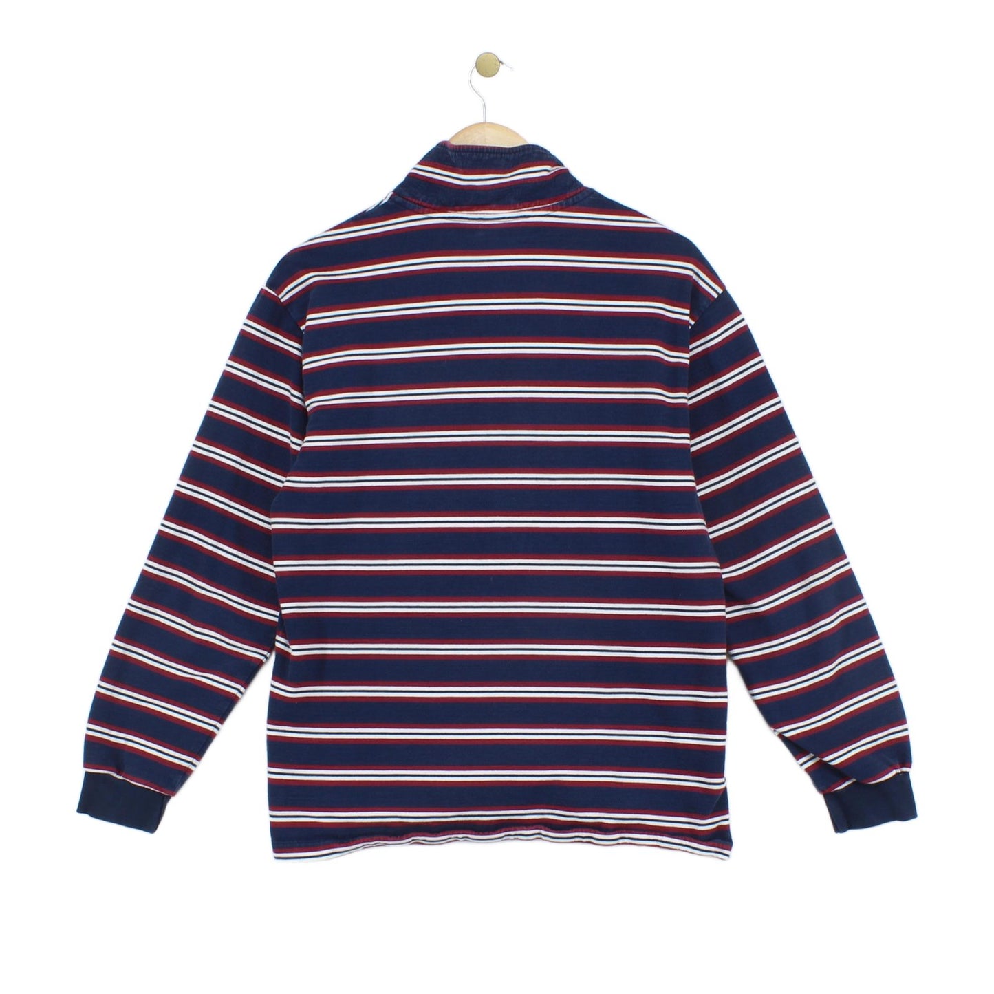 Mens 1/4 Zip Striped Sweatshirt Collared