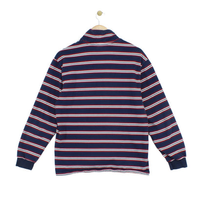Mens 1/4 Zip Striped Sweatshirt Collared