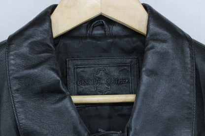 Womens Leather Overcoat Button Up Outerwear