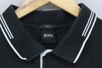 Mens Polo Shirt Stretch Slim Fit Classic Collared