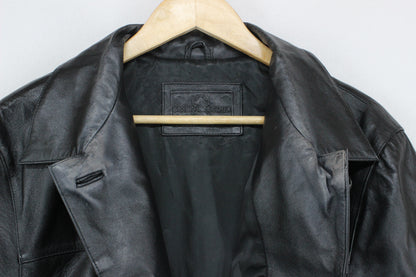 Womens Leather Overcoat Button Up Outerwear