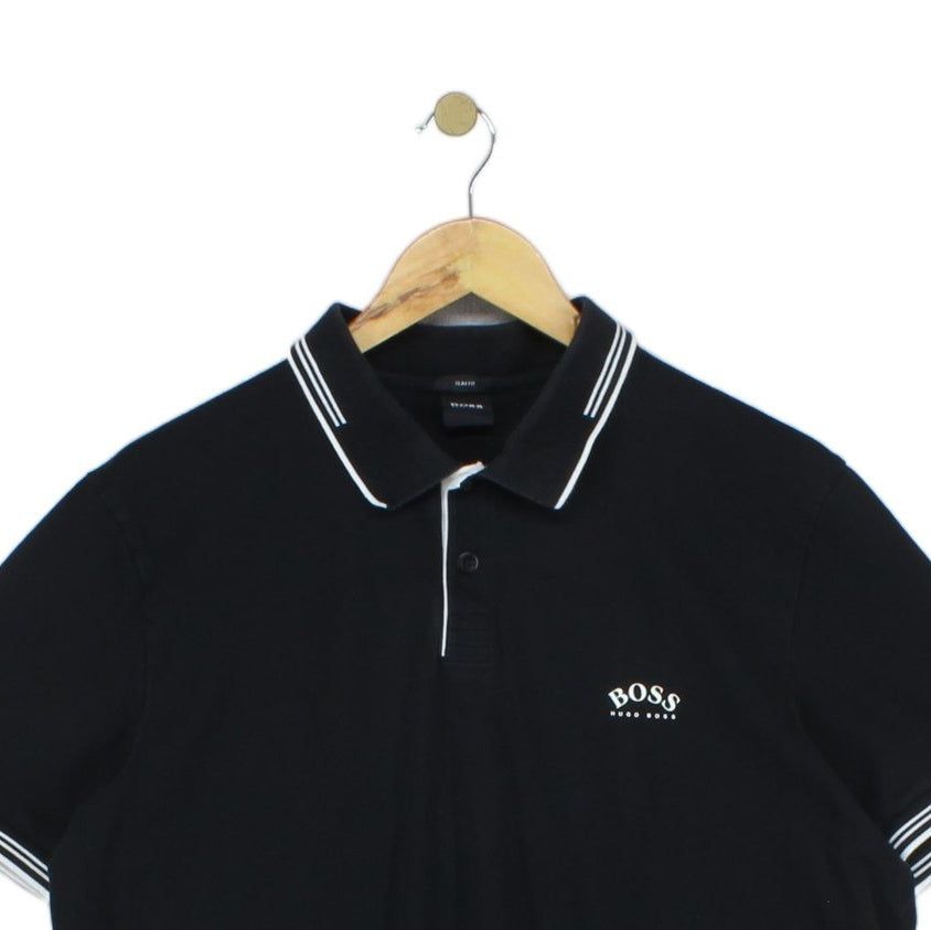 Mens Polo Shirt Stretch Slim Fit Classic Collared