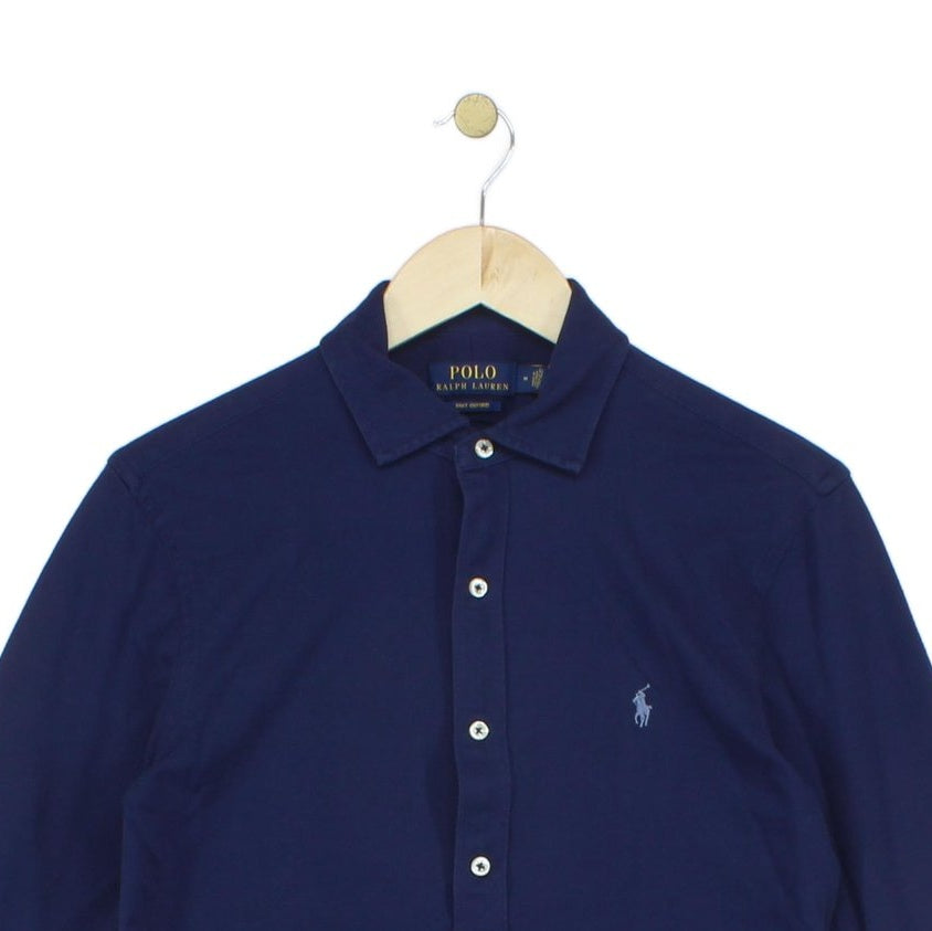 Mens Knit Oxford Shirt Stretch Long Sleeve