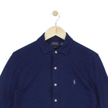 Mens Knit Oxford Shirt Stretch Long Sleeve