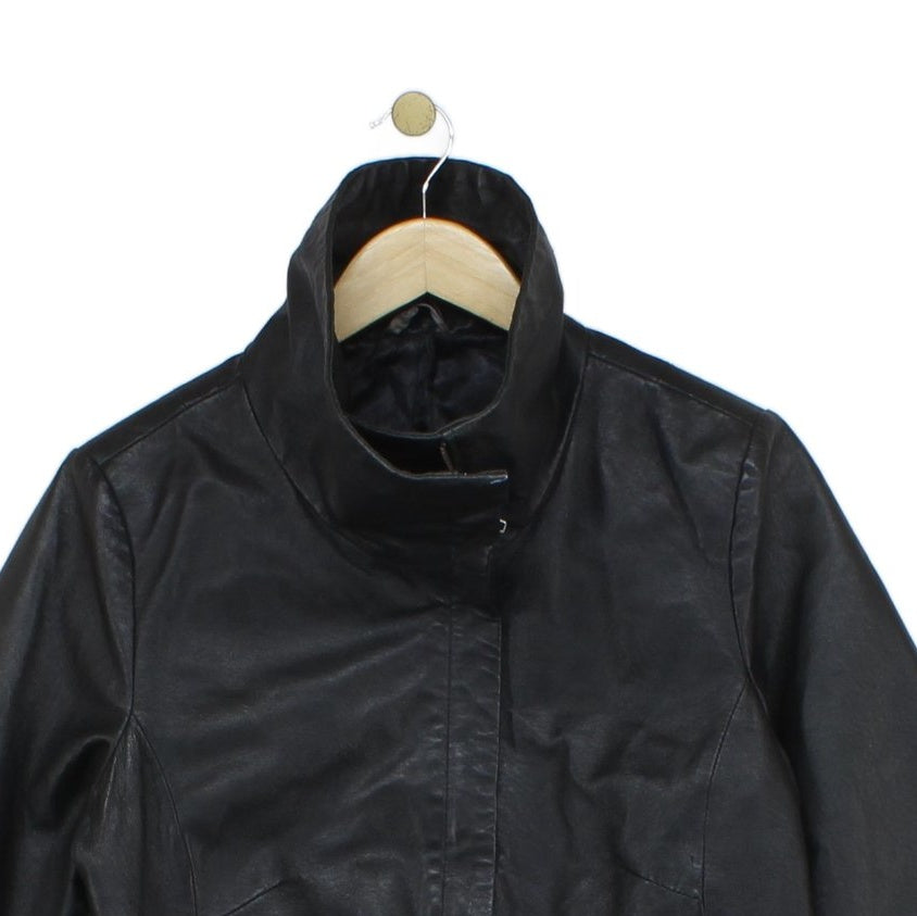 Womens Leather Jacket Full Zip Biker