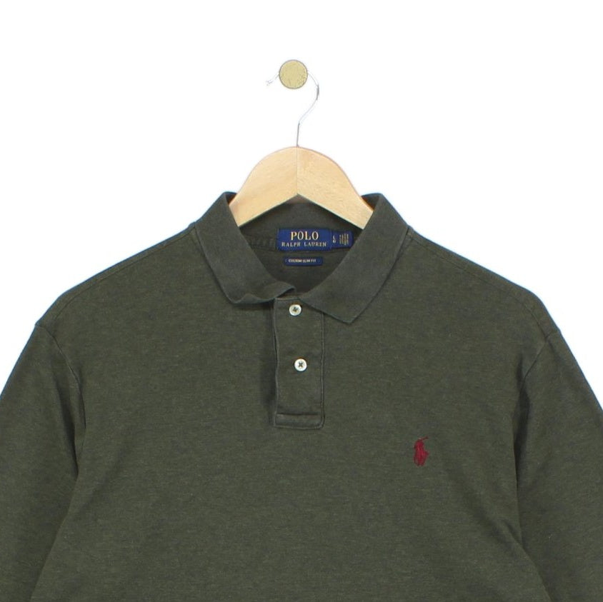 Mens Polo Shirt Slim Fit Stretch Long Sleeve