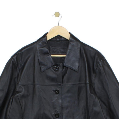 Womens Leather Overcoat Button Up Outerwear