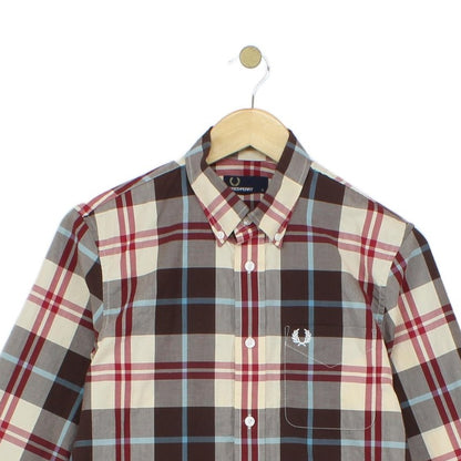 Mens Check Shirt Long Sleeve Button Up Cotton