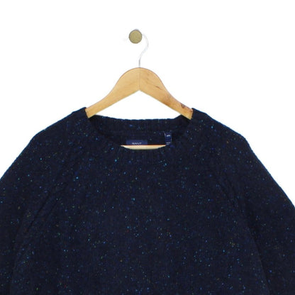 Womens Jumper Ribbed Knit Speckled Crew Neck Long Sleeve