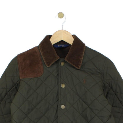 Boys Quilted Jacket Snap Corduroy Collar