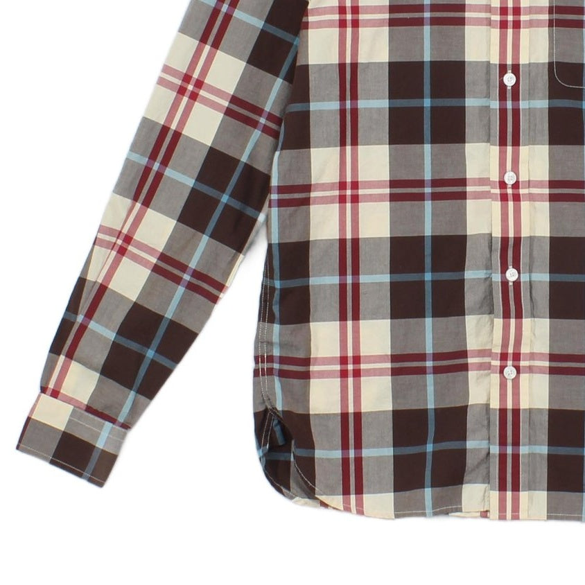 Mens Check Shirt Long Sleeve Button Up Cotton