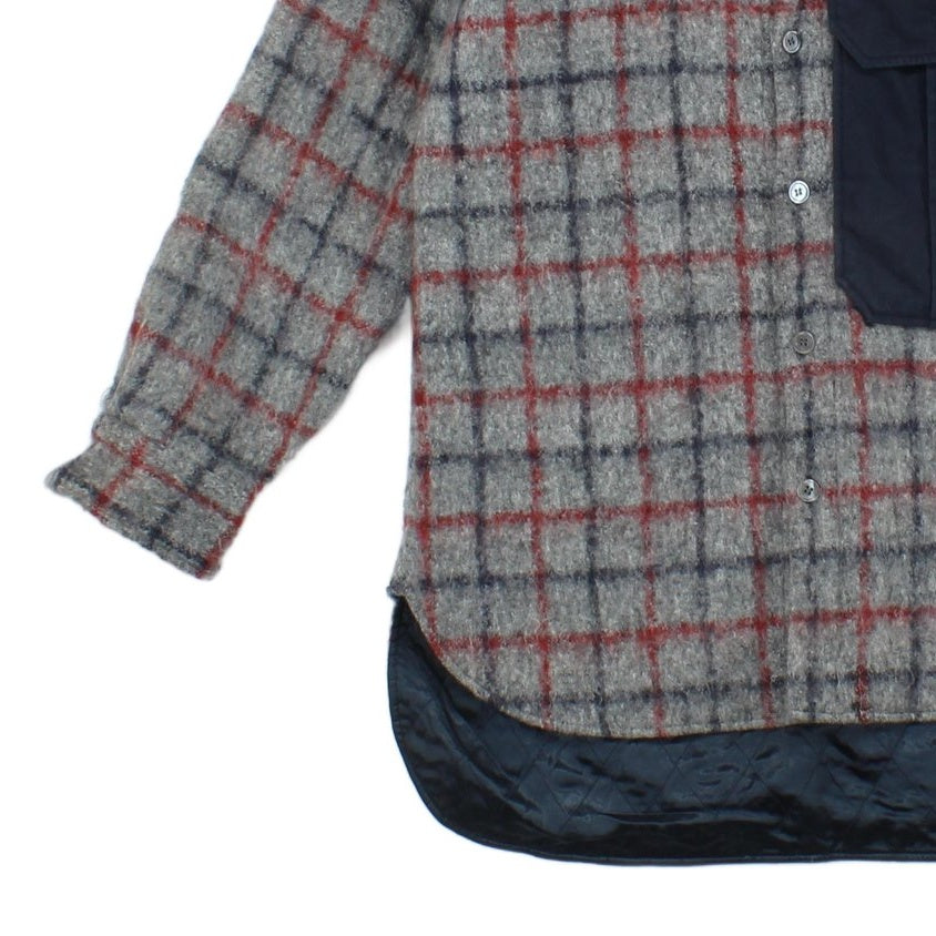 Mens Wool Overshirt Made In Italy Long Sleeve Check