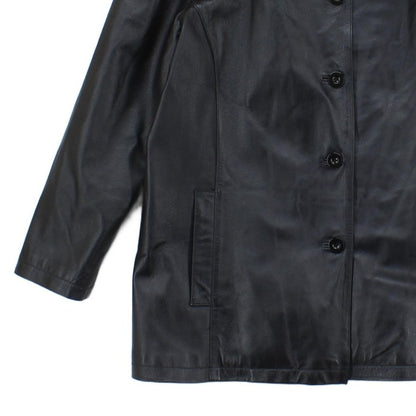 Womens Leather Overcoat Button Up Outerwear