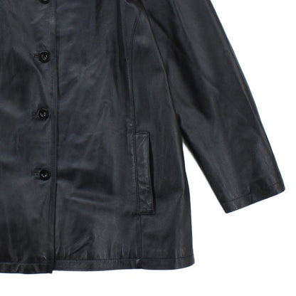 Womens Leather Overcoat Button Up Outerwear