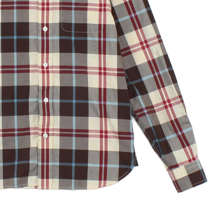 Mens Check Shirt Long Sleeve Button Up Cotton