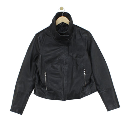 Womens Leather Jacket Full Zip Biker