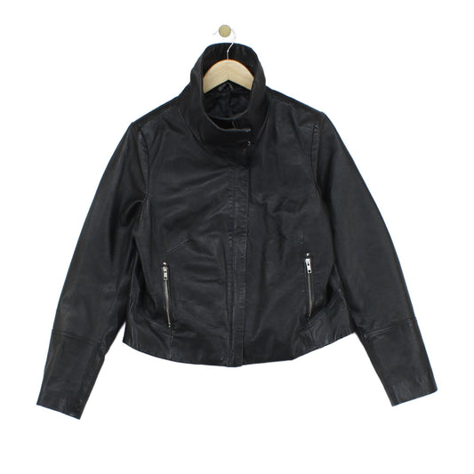 Womens Leather Jacket Full Zip Biker