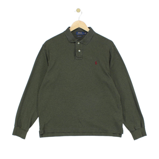 Mens Polo Shirt Slim Fit Stretch Long Sleeve