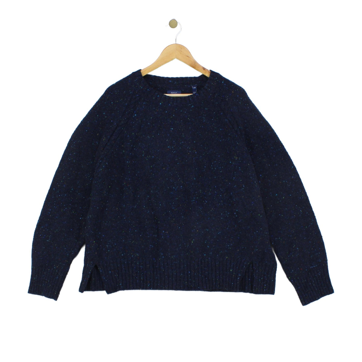 Womens Jumper Ribbed Knit Speckled Crew Neck Long Sleeve