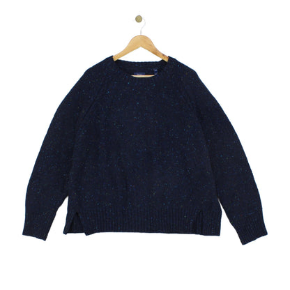 Womens Jumper Ribbed Knit Speckled Crew Neck Long Sleeve