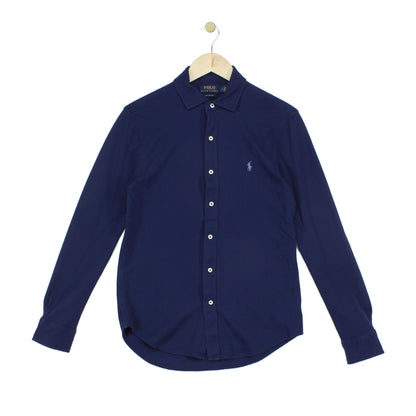 Mens Knit Oxford Shirt Stretch Long Sleeve