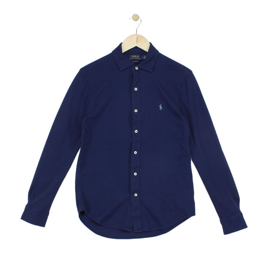 Mens Knit Oxford Shirt Stretch Long Sleeve