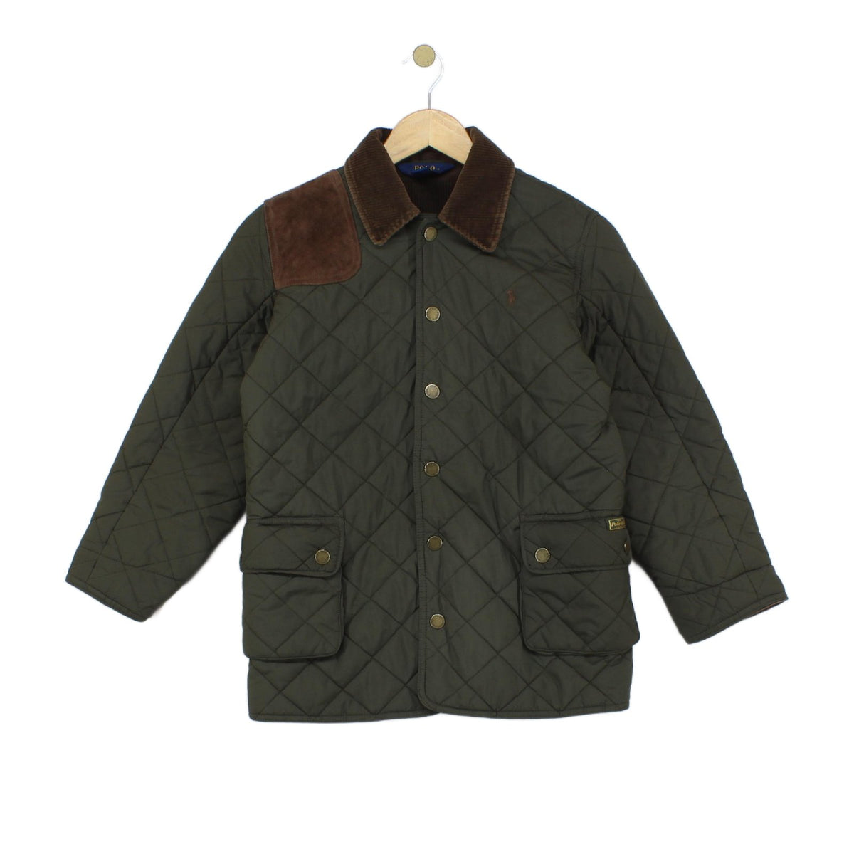 Boys Quilted Jacket Snap Corduroy Collar