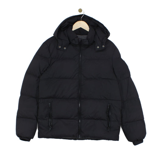 Mens Puffer Jacket Down Hooded Full Zip Winter