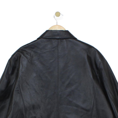 Womens Leather Overcoat Button Up Outerwear