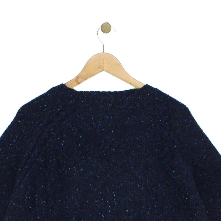 Womens Jumper Ribbed Knit Speckled Crew Neck Long Sleeve
