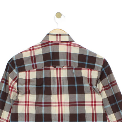 Mens Check Shirt Long Sleeve Button Up Cotton