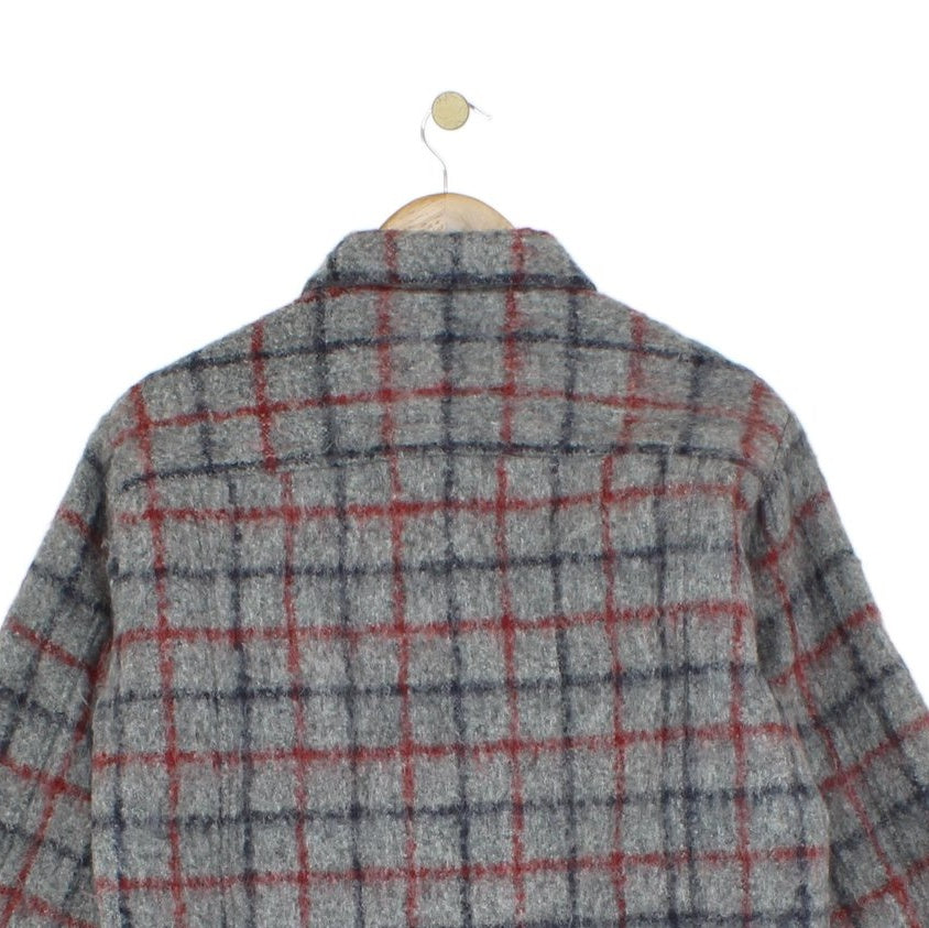 Mens Wool Overshirt Made In Italy Long Sleeve Check