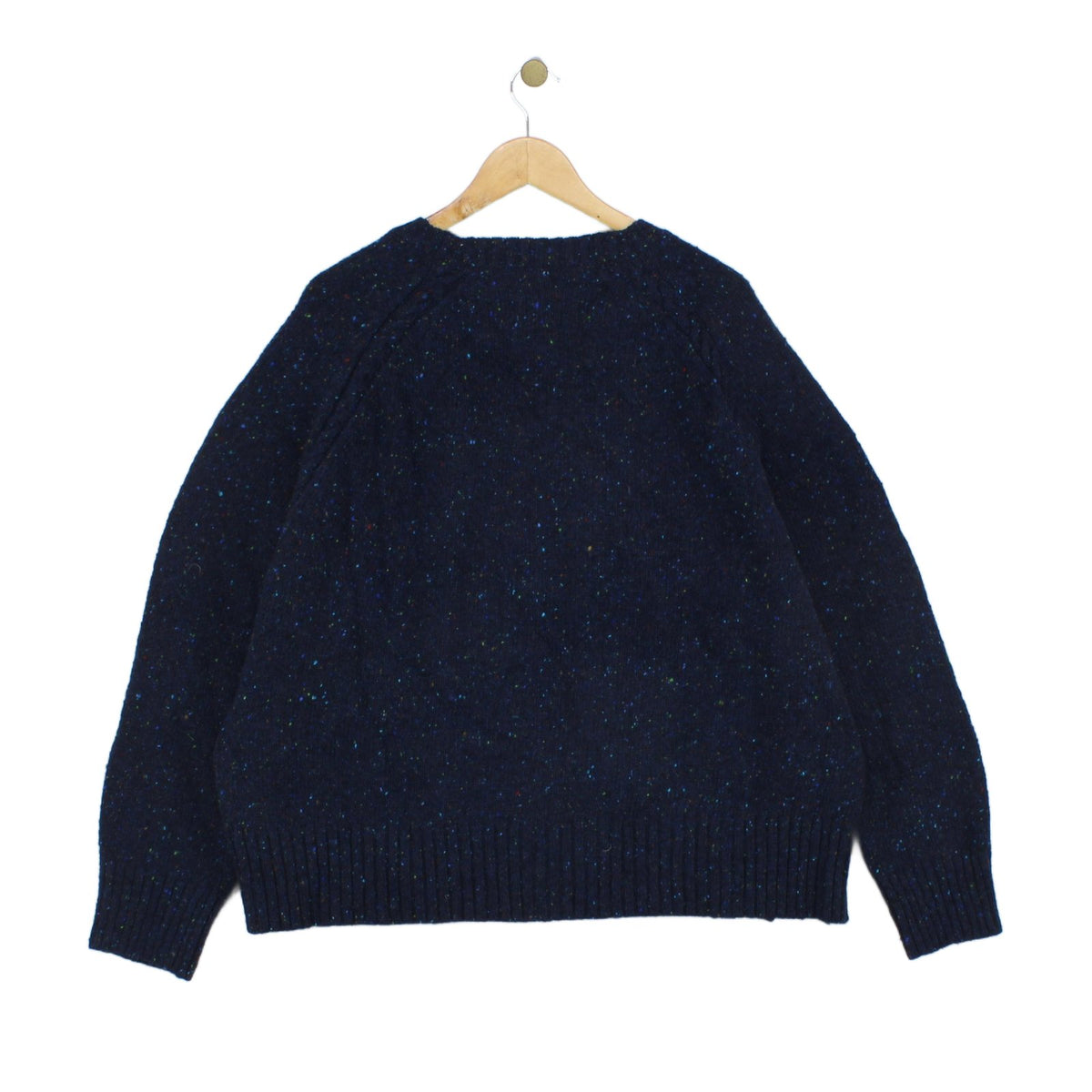 Womens Jumper Ribbed Knit Speckled Crew Neck Long Sleeve