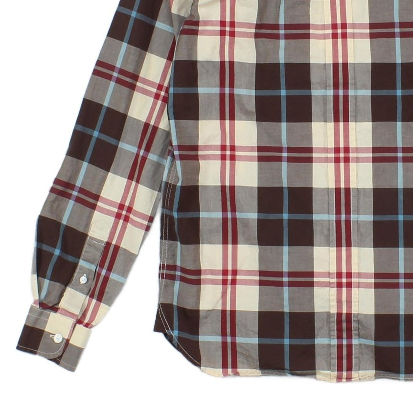Mens Check Shirt Long Sleeve Button Up Cotton