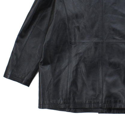 Womens Leather Overcoat Button Up Outerwear