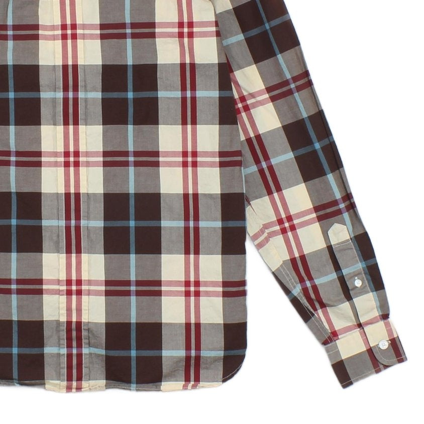 Mens Check Shirt Long Sleeve Button Up Cotton