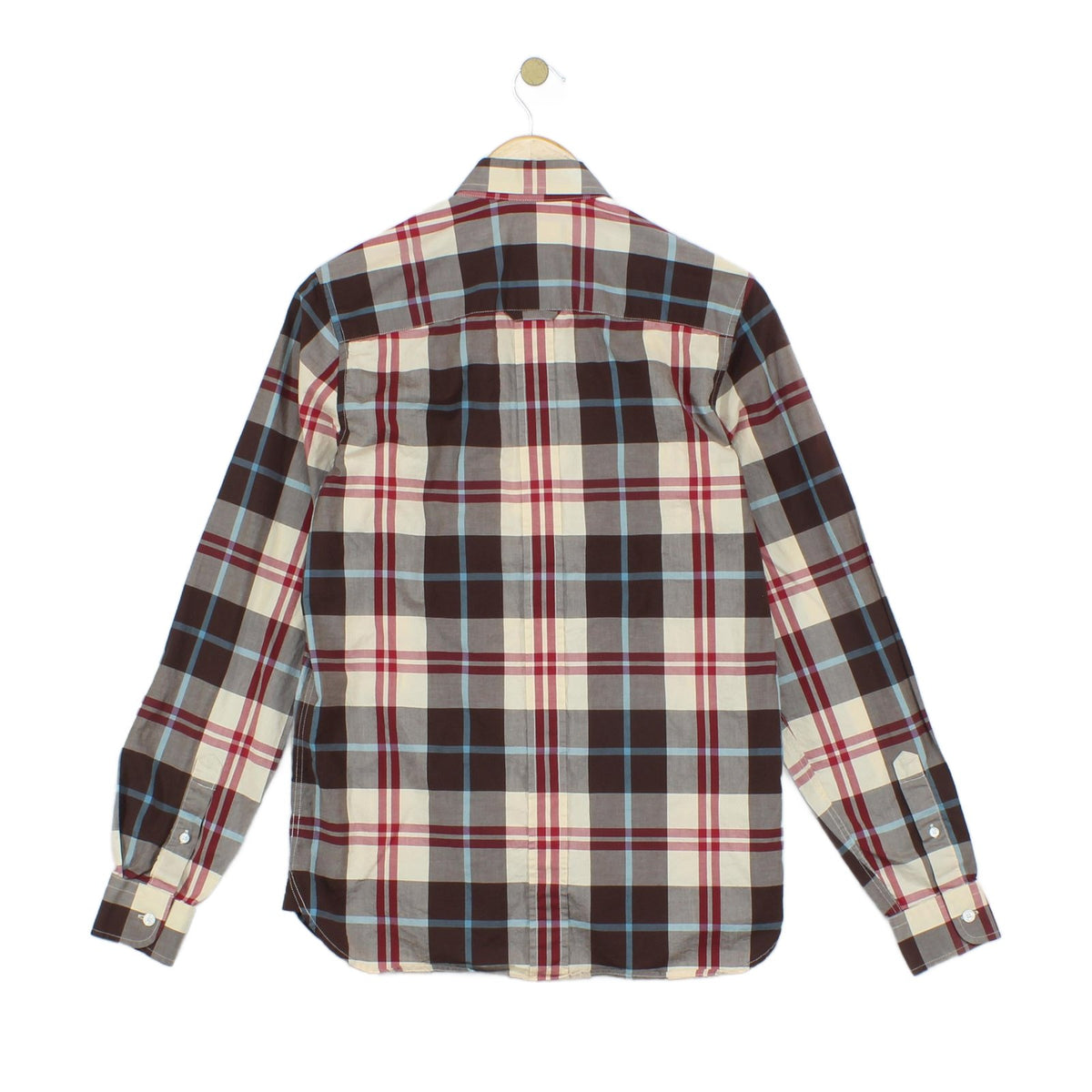 Mens Check Shirt Long Sleeve Button Up Cotton