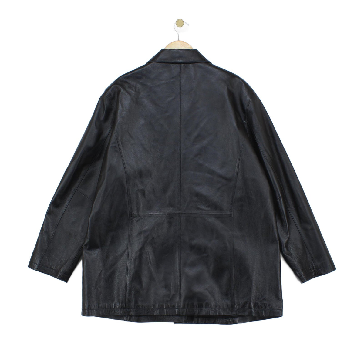 Womens Leather Overcoat Button Up Outerwear