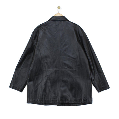 Womens Leather Overcoat Button Up Outerwear