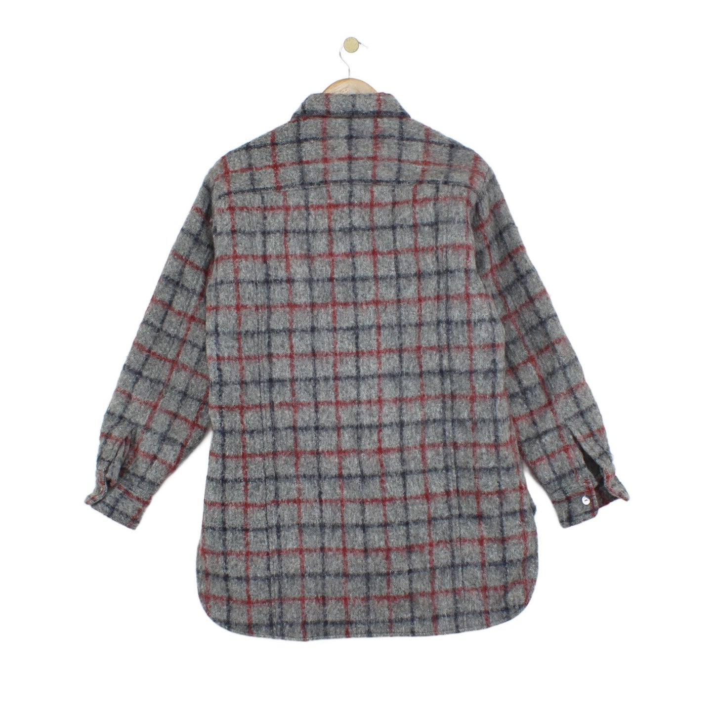 Mens Wool Overshirt Made In Italy Long Sleeve Check
