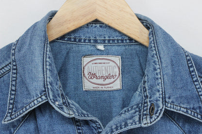 Mens Denim Shirt Long Sleeve Western Snap