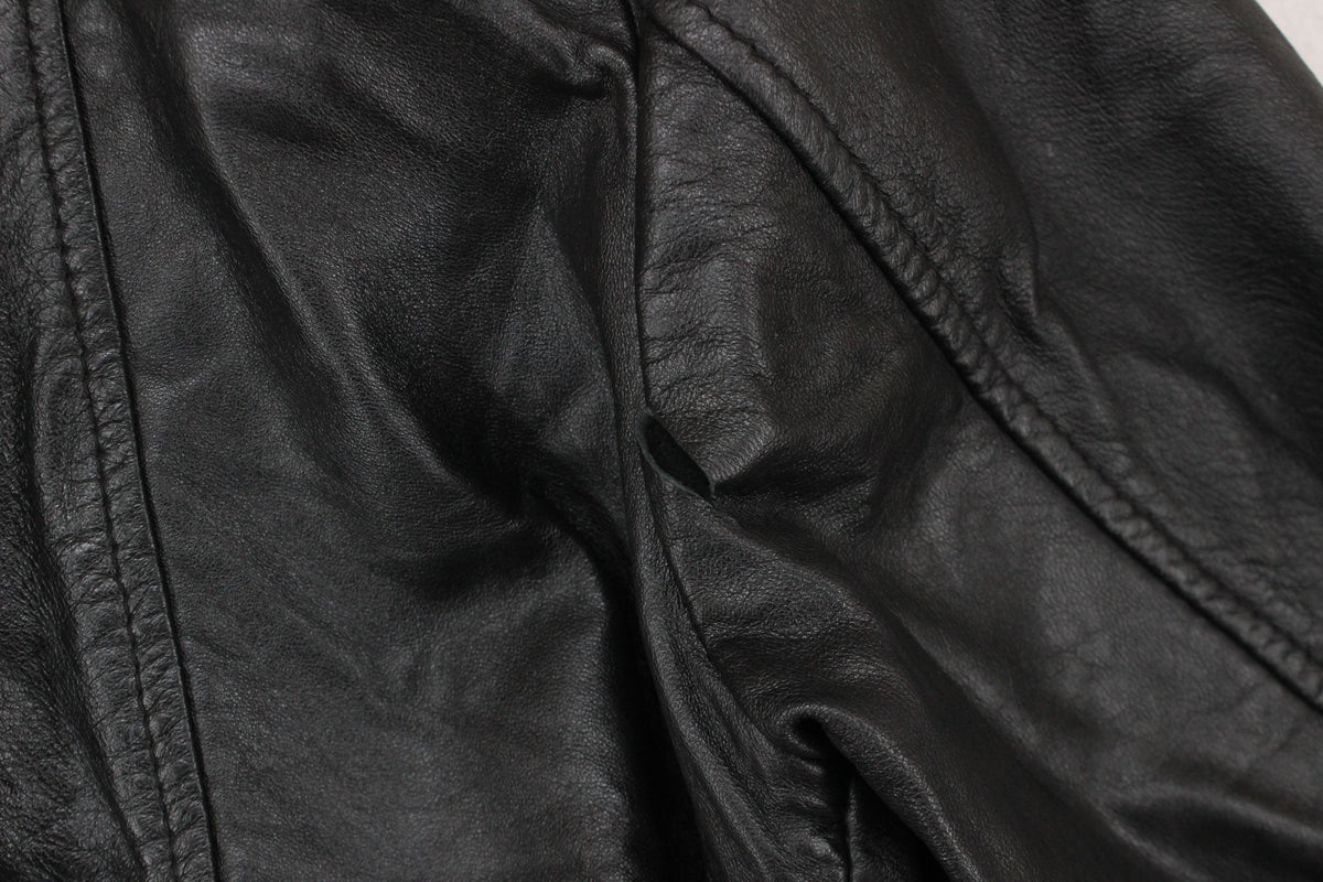 Mens Leather Jacket Full Zip Lined