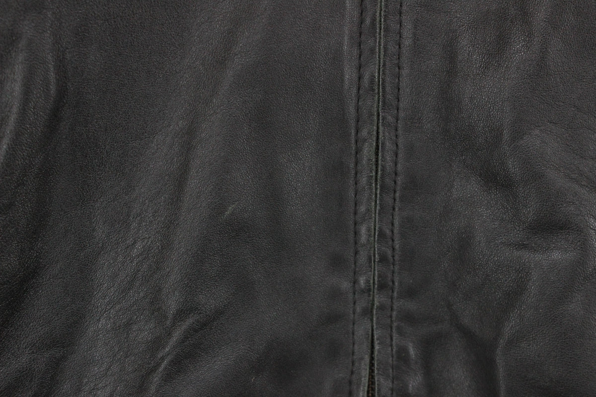 Mens Leather Jacket Full Zip Lined