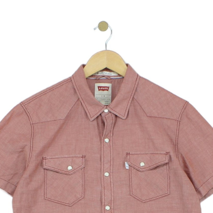 Mens Shirt Pearl Snap Western Casual Short Sleeve